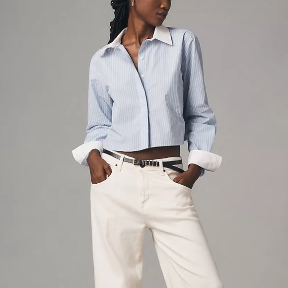 Good American Tops - NWT Good American Poplin Cropped Button Down Shirt